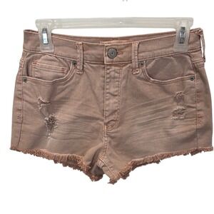 Mudd Flx Stretch High Rise Distressed Dusty‎ Pink Shortie Shorts Juniors Size 5